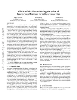 Old but Gold: Reconsidering the value of feedforward learners for
  software analytics