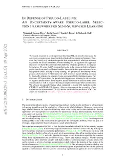 In Defense of Pseudo-Labeling: An Uncertainty-Aware Pseudo-label
  Selection Framework for Semi-Supervised Learning