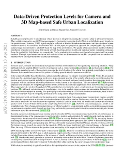 Data-Driven Protection Levels for Camera and 3D Map-based Safe Urban
  Localization