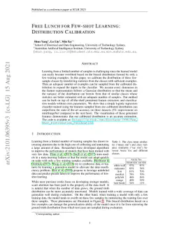 Free Lunch for Few-shot Learning: Distribution Calibration