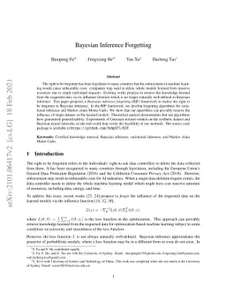 Bayesian Inference Forgetting