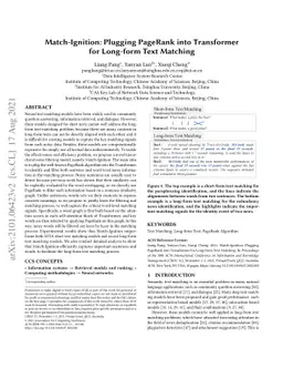 Match-Ignition: Plugging PageRank into Transformer for Long-form Text
  Matching