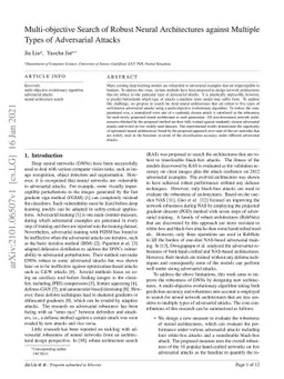 Multi-objective Search of Robust Neural Architectures against Multiple
  Types of Adversarial Attacks