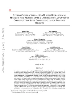 Stereo Camera Visual SLAM with Hierarchical Masking and Motion-state
  Classification at Outdoor Construction Sites Containing Large Dynamic Objects