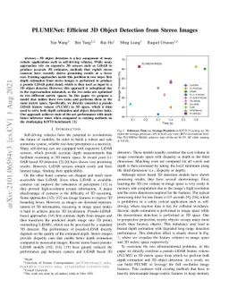 PLUMENet: Efficient 3D Object Detection from Stereo Images