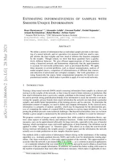 Estimating informativeness of samples with Smooth Unique Information