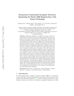 Symmetric-Constrained Irregular Structure Inpainting for Brain MRI
  Registration with Tumor Pathology