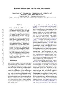 Few Shot Dialogue State Tracking using Meta-learning