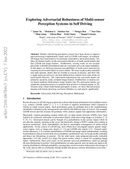 Exploring Adversarial Robustness of Multi-Sensor Perception Systems in
  Self Driving