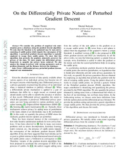 On the Differentially Private Nature of Perturbed Gradient Descent