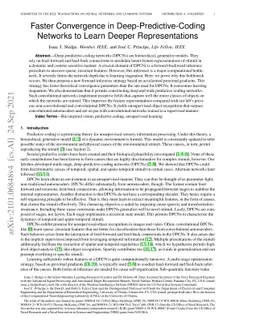 Faster Convergence in Deep-Predictive-Coding Networks to Learn Deeper
  Representations