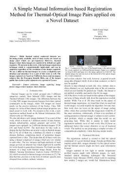 A Simple Mutual Information based Registration Method for
  Thermal-Optical Image Pairs applied on a Novel Dataset