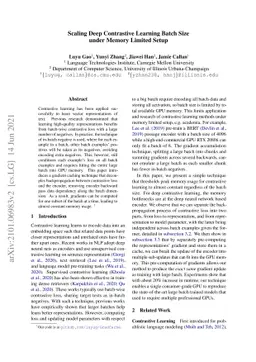 Scaling Deep Contrastive Learning Batch Size under Memory Limited Setup
