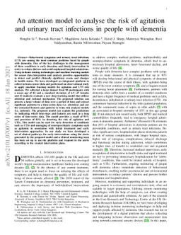 An attention model to analyse the risk of agitation and urinary tract
  infections in people with dementia