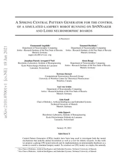 A Spiking Central Pattern Generator for the control of a simulated
  lamprey robot running on SpiNNaker and Loihi neuromorphic boards