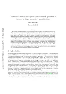 Deep neural network surrogates for non-smooth quantities of interest in
  shape uncertainty quantification