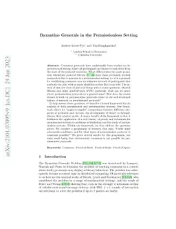 Byzantine Generals in the Permissionless Setting