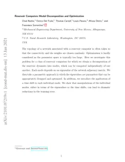 Reservoir Computers Modal Decomposition and Optimization