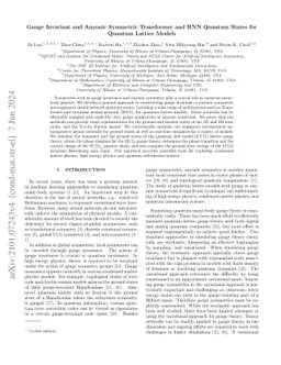 Gauge Invariant and Anyonic Symmetric Transformer and RNN Quantum States
  for Quantum Lattice Models