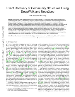 Exact Recovery of Community Structures Using DeepWalk and Node2vec