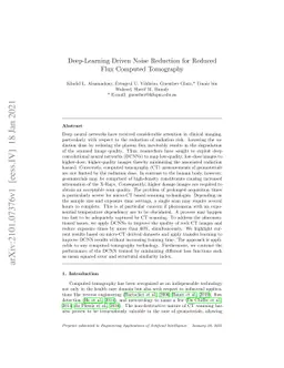 Deep-Learning Driven Noise Reduction for Reduced Flux Computed
  Tomography