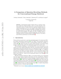 A Comparison of Question Rewriting Methods for Conversational Passage
  Retrieval