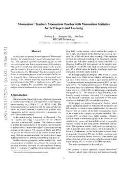 Momentum^2 Teacher: Momentum Teacher with Momentum Statistics for
  Self-Supervised Learning