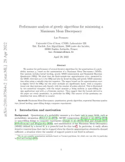 Performance analysis of greedy algorithms for minimising a Maximum Mean
  Discrepancy