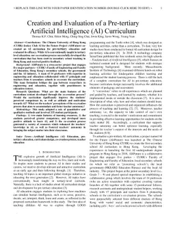 Creation and Evaluation of a Pre-tertiary Artificial Intelligence (AI)
  Curriculum
