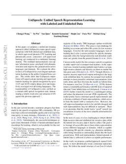 UniSpeech: Unified Speech Representation Learning with Labeled and
  Unlabeled Data