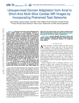 Unsupervised Domain Adaptation from Axial to Short-Axis Multi-Slice
  Cardiac MR Images by Incorporating Pretrained Task Networks