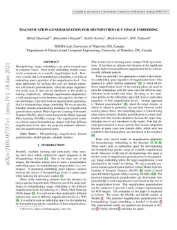 Magnification Generalization for Histopathology Image Embedding