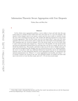 Information Theoretic Secure Aggregation with User Dropouts