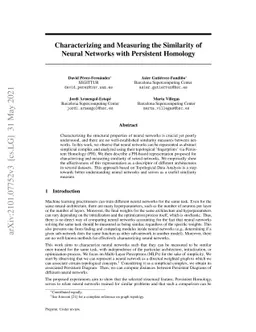 Characterizing and Measuring the Similarity of Neural Networks with
  Persistent Homology