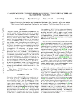 Classification of COVID-19 X-ray Images Using a Combination of Deep and
  Handcrafted Features