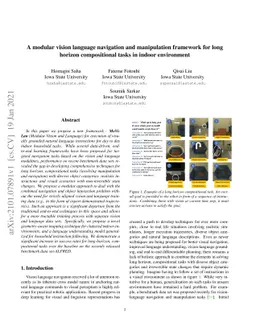 A modular vision language navigation and manipulation framework for long
  horizon compositional tasks in indoor environment