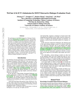 WeChat AI & ICT's Submission for DSTC9 Interactive Dialogue Evaluation
  Track