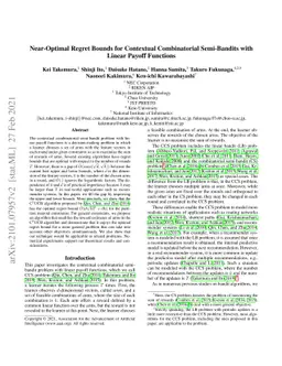 Near-Optimal Regret Bounds for Contextual Combinatorial Semi-Bandits
  with Linear Payoff Functions