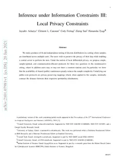 Inference under Information Constraints III: Local Privacy Constraints