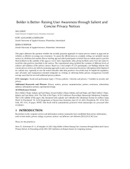 Bolder is Better: Raising User Awareness through Salient and Concise
  Privacy Notices