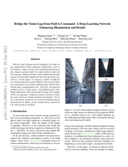 Bridge the Vision Gap from Field to Command: A Deep Learning Network
  Enhancing Illumination and Details