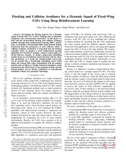 Flocking and Collision Avoidance for a Dynamic Squad of Fixed-Wing UAVs
  Using Deep Reinforcement Learning
