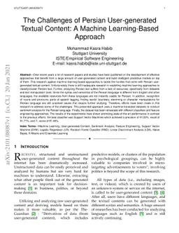The Challenges of Persian User-generated Textual Content: A Machine
  Learning-Based Approach