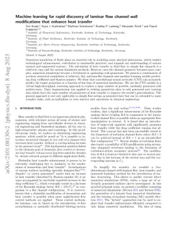 Machine learning for rapid discovery of laminar flow channel wall
  modifications that enhance heat transfer
