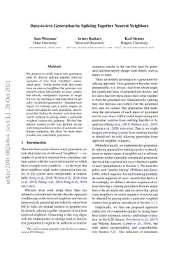 Data-to-text Generation by Splicing Together Nearest Neighbors