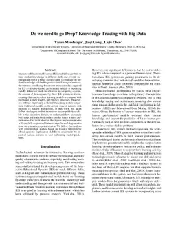 Do we need to go Deep? Knowledge Tracing with Big Data