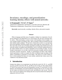 Invariance, encodings, and generalization: learning identity effects
  with neural networks