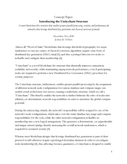 Introducing the Unitychain Structure: A novel blockchain-like structure
  that enables greater parallel processing, security, and performance for
  networks that leverage distributed key generation and classical consensus
  protocols
