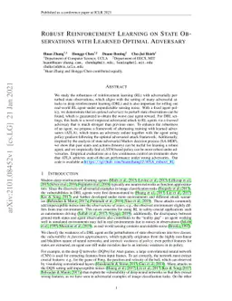 Robust Reinforcement Learning on State Observations with Learned Optimal
  Adversary