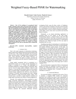 Weighted Fuzzy-Based PSNR for Watermarking